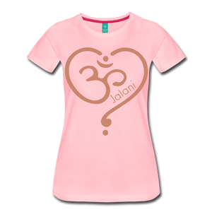Women’s Om Heart Premium Glitter Tee - pink