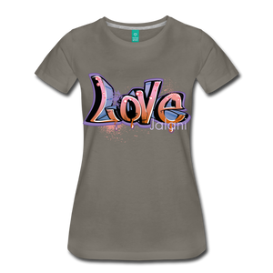 Women's Graffiti Love Premium Tee - asphalt gray