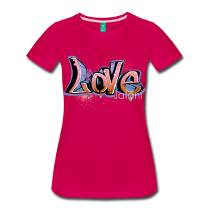 Women's Graffiti Love Premium Tee - dark pink