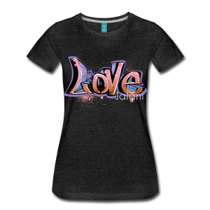 Women's Graffiti Love Premium Tee - charcoal gray