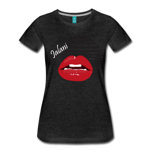 Women’s Lips Poppin Premium Tee - charcoal gray
