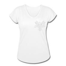Women's Signature Phoenix Tri-Blend V-Neck Tee (Glitter Print) - white