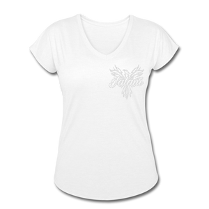 Women's Signature Phoenix Tri-Blend V-Neck Tee (Glitter Print) - white