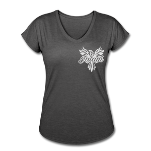 Women's Signature Phoenix Tri-Blend V-Neck Tee (Glitter Print) - deep heather