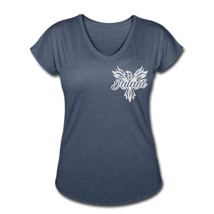 Women's Signature Phoenix Tri-Blend V-Neck Tee (Glitter Print) - navy heather