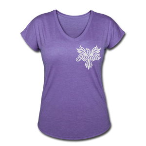 Women's Signature Phoenix Tri-Blend V-Neck Tee (Glitter Print) - purple heather