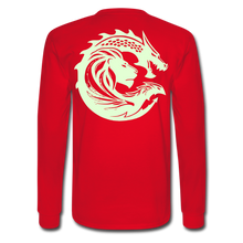 Men's Signature JA Long Sleeve T-Shirt F/B (Glow In Dark) Print - red