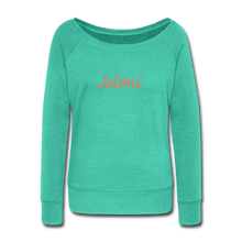 Women's Signature Jalani  Wideneck Sweatshirt (Glitter Print) - teal
